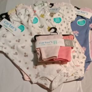 Carter's Floral and Animal Print Bodysuit Set with Pink Socks
